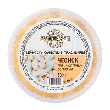 Чеснок белый соленый дольками Дары природы