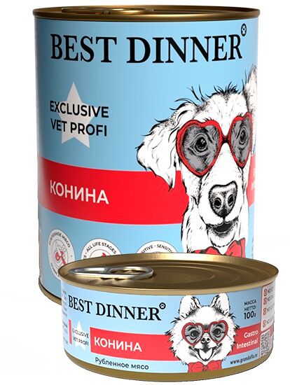 Best Dinner Vet Profi Gastro Intestinal консервы для взрослых собак профилактика болезней ЖКТ Конина