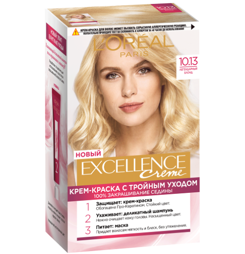 Крем-краска для волос Loreal Excellence Creme Оттенок 10.13 Легендарный блонд