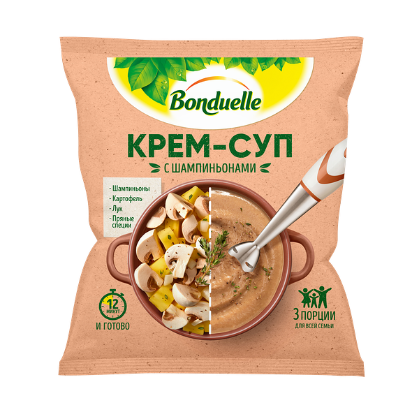 Овощи замороженные Bonduelle, крем-суп с шампиньонами, 350 г