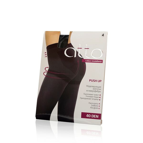 Женские колготки Atto Push Up с моделирующими шортиками 40den черные 4 размер