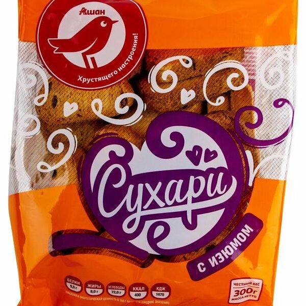 Сухари Ашан Красная птица с изюмом