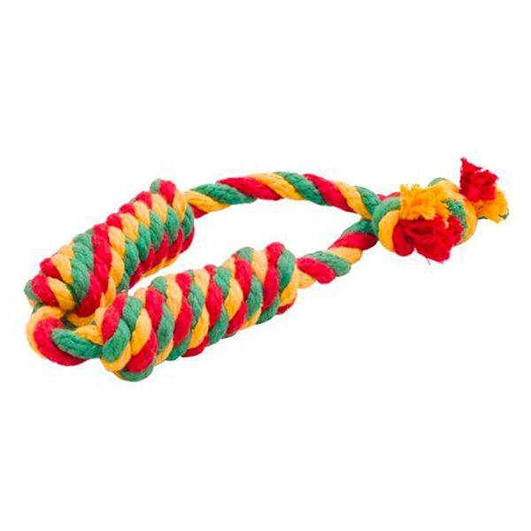 Игрушка для собак DOGLIKE Dental Knot Сарделька канатная 2шт большая (Красный-желтый-зеленый)