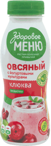 

Продукт овсяный питьевой Здоровое Меню Клюква, без змж 250 мл