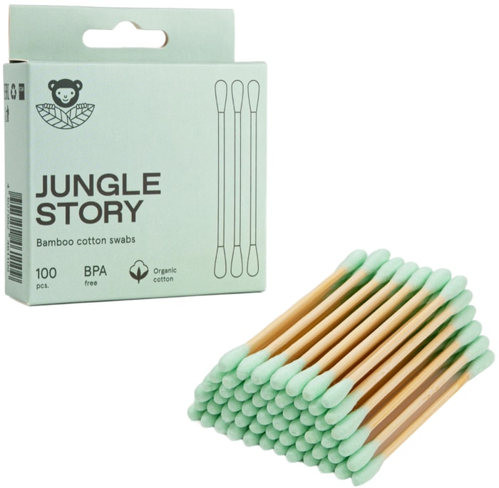 

Палочки ватные Jungle Story с Зеленым ультрамягким хлопком 100 шт.