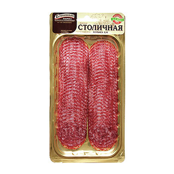Колбаса сырокопчёная Столичная Егорьевская КГФ полусухая нарезка 100г