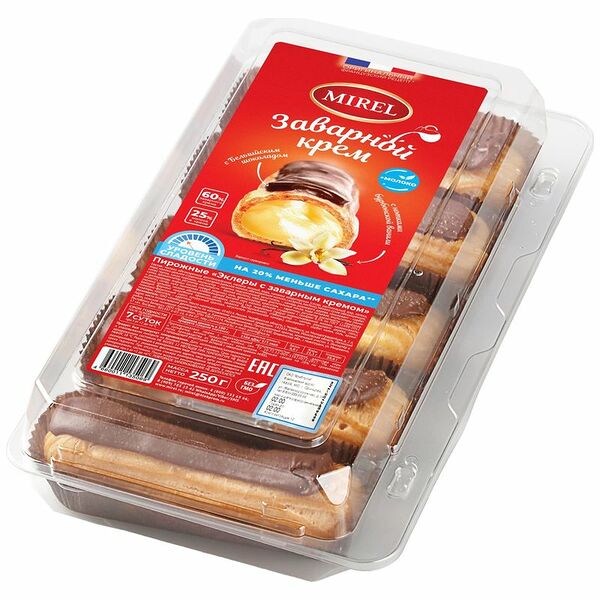 Эклеры Mirel с заварным кремом, 250г