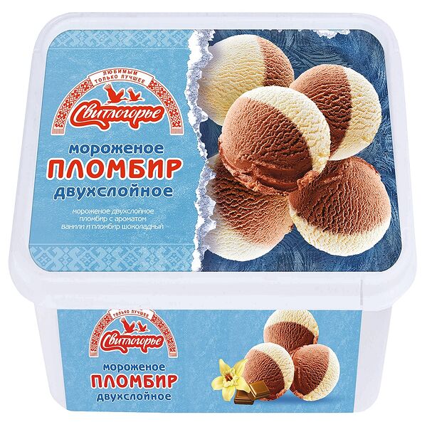 Мороженое свитлогорье 500 г 15% пломбир двухслойный ваниль и шоколад