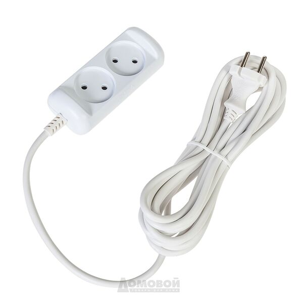 Удлинитель ЭРА, 2 гнезда, без заземления, 5 м