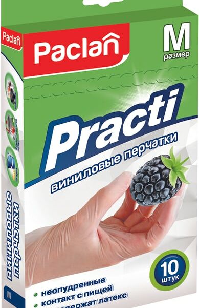 Перчатки виниловые Paclan Practi размер М 10шт