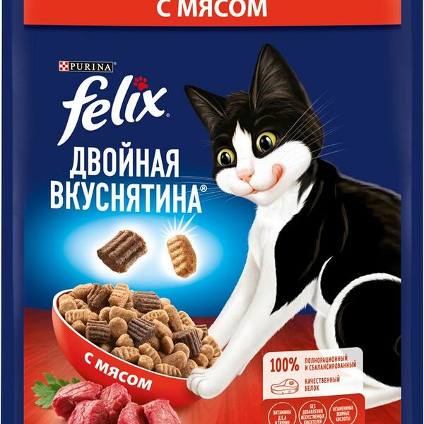 Сухой корм для кошек Felix Двойная Вкуснятина Мясо