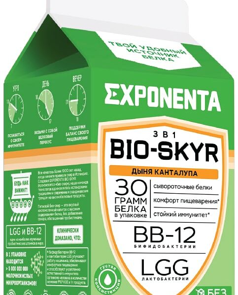 Напиток кисломолочный обезжиренный Exponenta Bio Skyr 3 в 1 Дыня Канталупа 0% 500 г