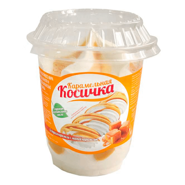 Мороженое Здоровые Продукты Карамельная косичка 2 слоя с ароматом ваниль карамель, стакан 160 г