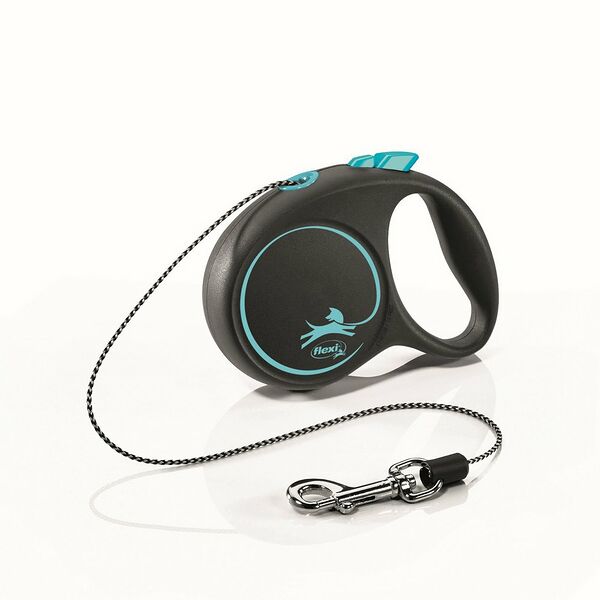 Поводок-рулетка Flexi Black Design XS трос 3 м до 8 кг голубой