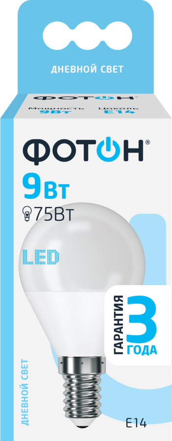 

Лампа светодиодная Фотон E14 9Вт, нейтральный свет, шар