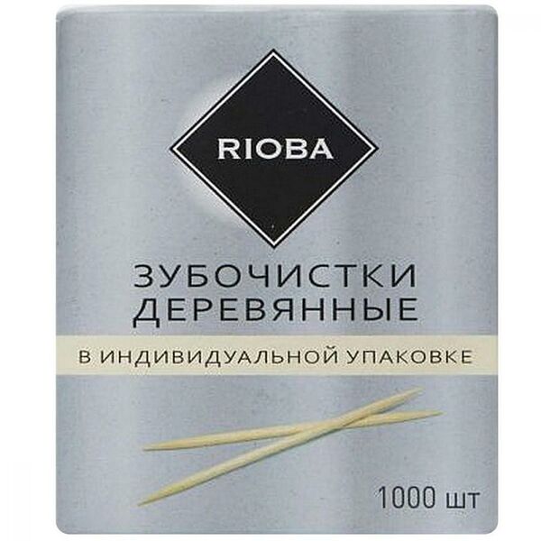 Зубочистки Rioba деревянные 6.5 см, 1000 шт.