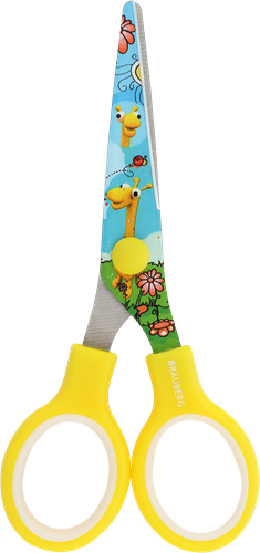 Ножницы Brauberg Kid Series Смайлики, 130мм закругленные, желто-белые, Арт. 232274