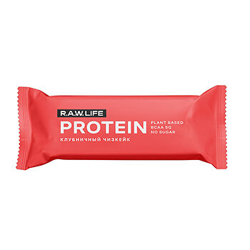 Батончик протеиновый R.A.W.Life Protein клубничный чизкейк без сахара