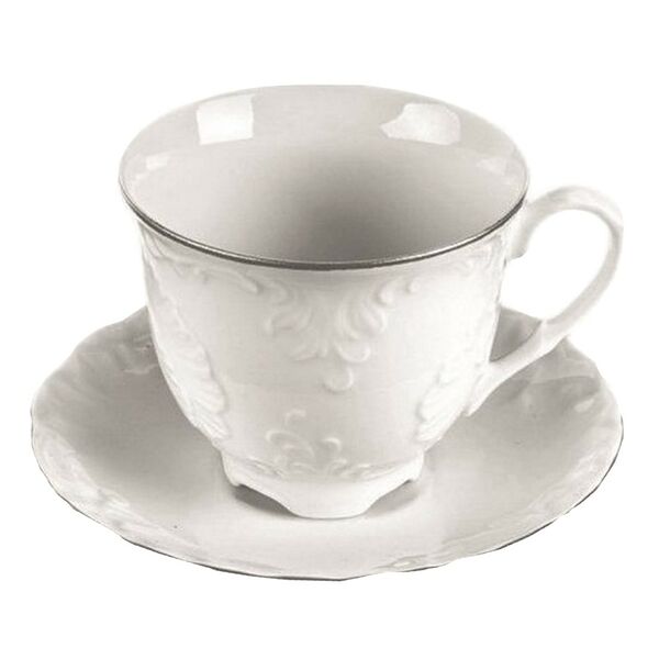 Пара чайная Рококо Отводка платиной, 250 мл, фарфор