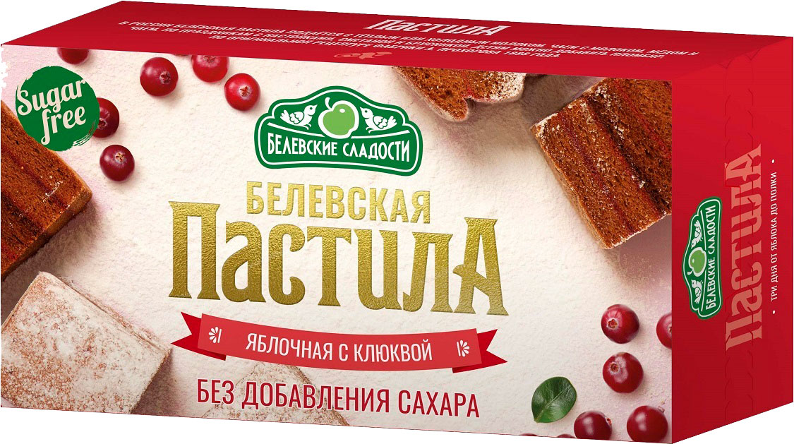 

Пастила Белевские сладости Яблочная с клюквой без сахара 200 г