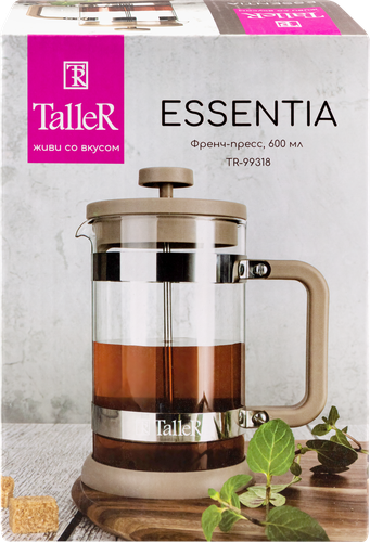 

Френч‑пресс TalleR Essentia из стекла нержавеющей стали пластика и силикона 600 мл