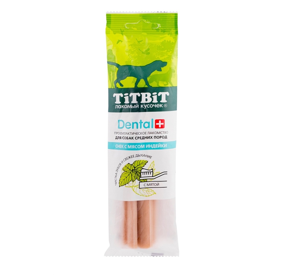 

Снек Dental+ с мясом индейки для собак средних пород, TitBit, 1 шт., Россия