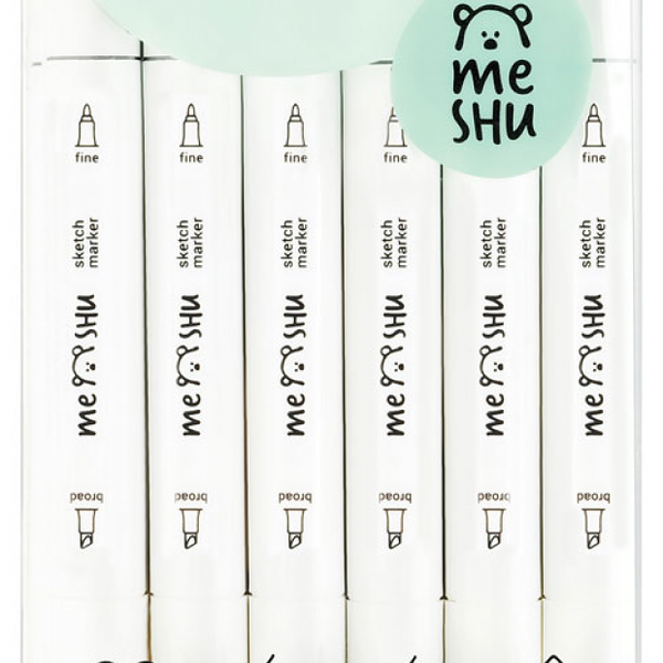 Набор маркеров для скетчинга Meshu двусторонние, 36 цветов
