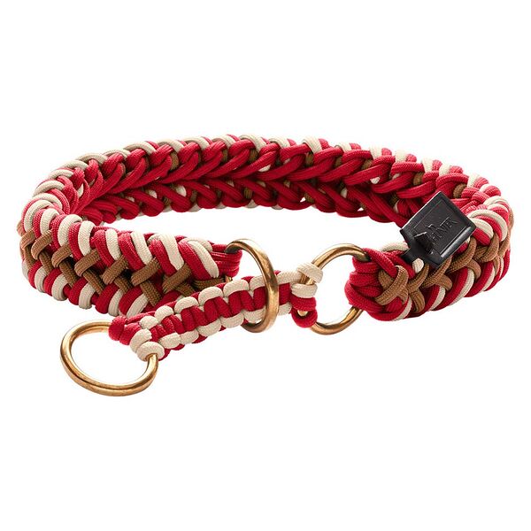 Ошейник-удавка для собак крупных пород красный с бежевым 60х1,8 см