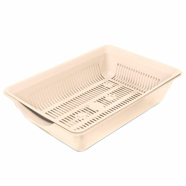 Туалет Гамма Лапки высокий с цветной сеткой бежевый для кошек 35*25*9 см