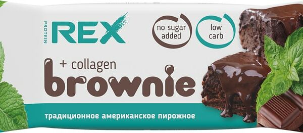 Пирожное Proteinrex Брауни протеиновое мята с коллагеном 50г