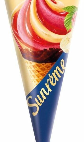 Мороженое Sunreme Малина-Банан в вафельном рожке 8%, 78 г