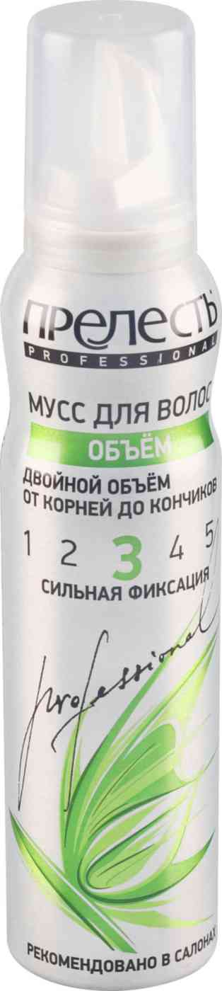 

Мусс для укладки волос Прелесть Professional Объем Сильная фиксация 160 мл