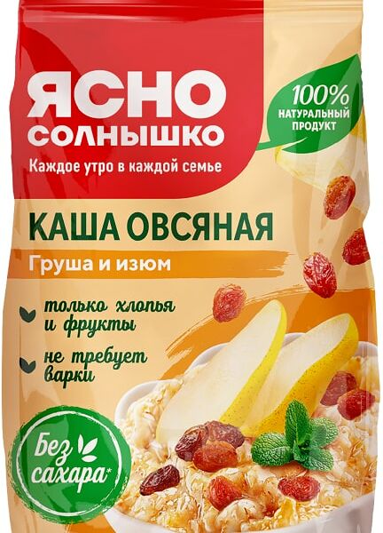 Каша Ясно солнышко Овсяная с грушей и изюмом 300г