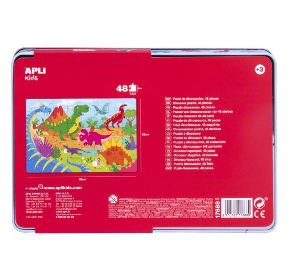 

Пазлы Apli kids «Динозавры» (в металлической коробке) от 3-х лет, Испания