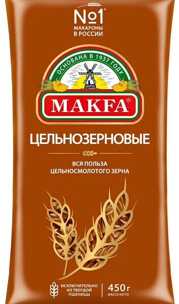 Макароны Makfa Спирали цельнозерновые 450г