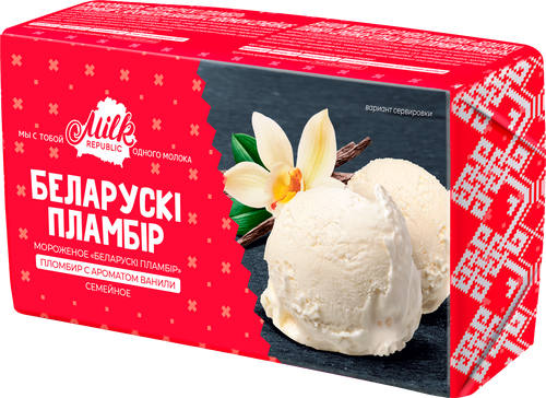

Мороженое Milk Republic Белорусский пломбир семейное ваниль 15% 250 г