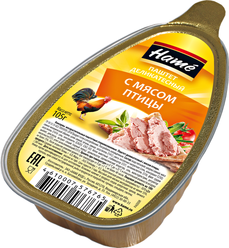 

Паштет Хаме деликатесный из мяса птицы 105 г