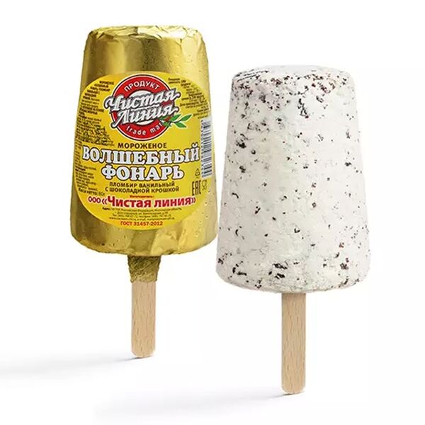 Эскимо Чистая Линия Волшебный фонарь пломбир с шоколадной крошкой, 1 шт.