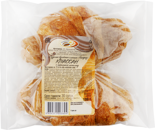 

Круассан ХЗ ВАСИЛЬЕВСКИЙ с шоколадной начинкой, 100г