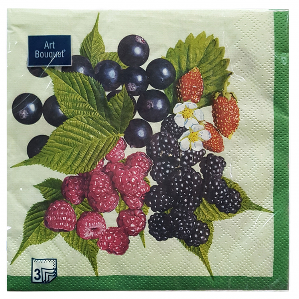 Салфетки одноразовые бумажные трехслойные 33х33 см, 20 шт