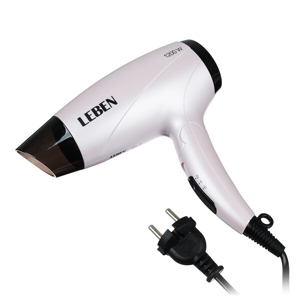 Leben фен дорожный со складной ручкой, 2 режима, 1200вт, розовый