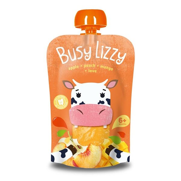 Пюре фруктовое Busy Lizzy Яблоко-персик-манго с 6 месяцев