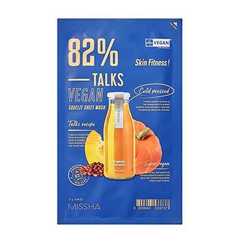 Маска Talks Vegan Squeeze Skin Fitness! освежающая для гладкости кожи с экстрактами тыквы и красных бобовых, Missha, 27 г, Республика Корея