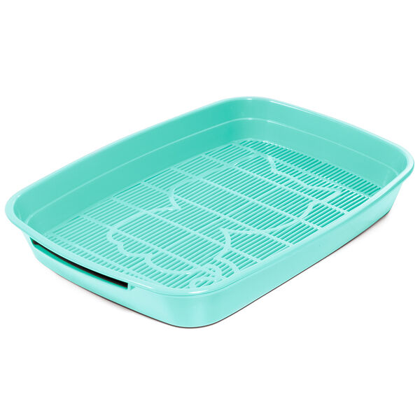 Гамма туалет для кошек с сеткой малый Леопольд 34 х 26 х 5 см.Светло-бирюзовый