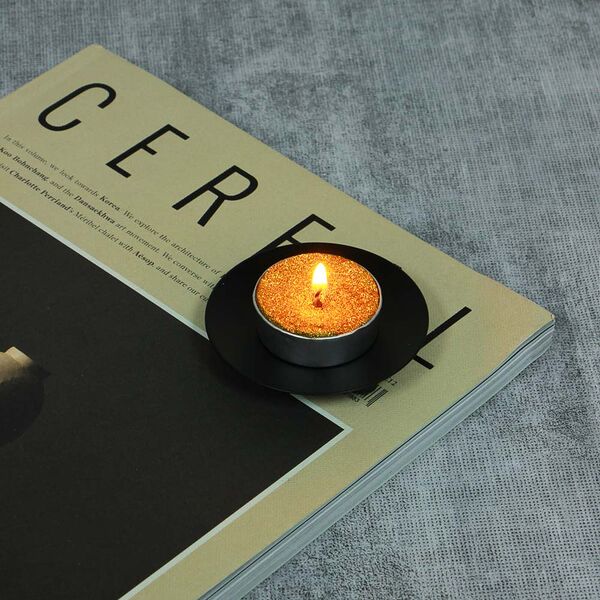 Подсвечник металлический, 7х7x1 см, цвет черный, форма круг