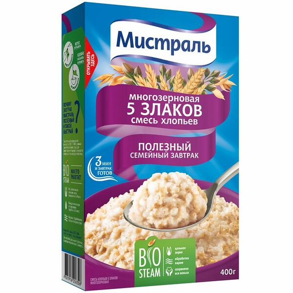 Хлопья Мистраль 5 злаков, 400г