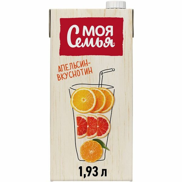 Напиток Моя Семья Апельсин–Вкуснотин сокосодержащий 1.93л