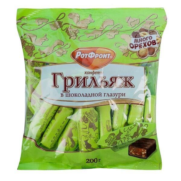 Конфеты РотФронт Грильяж в шоколадной глазури, 200 г