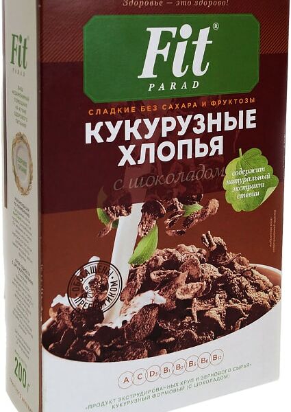 Хлопья Fitparad Кукурузные шоколадные 200г