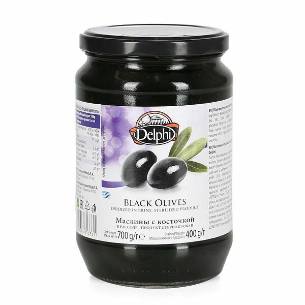 Оливки Delphi черные с косточкой в рассоле